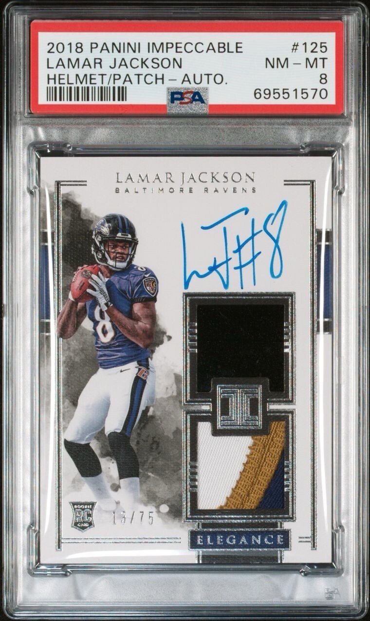 Lamar Jackson Panini Impeccable #125 Helmet/Patch-Autograph