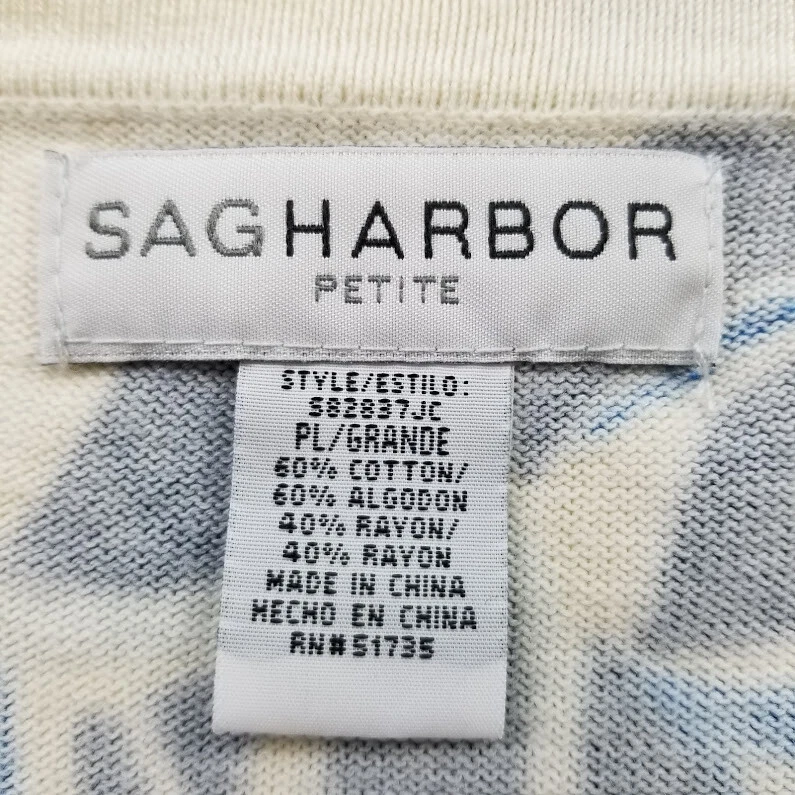 Suéter Sag Harbor Mujer PL Pequeño Grande Amarillo Azul Floral Mangas 3/4 Tejido Top Foto 4 de 4