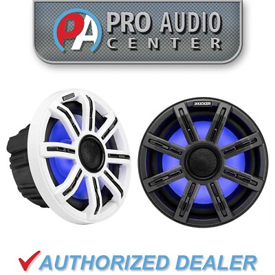 51MSC8 KICKER Premium 8'' Marine Coaxial 2-Way Waterproof Speakers w/ RGB LED's