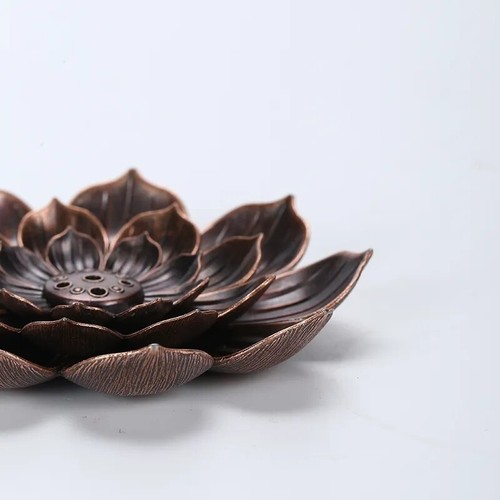 Alloy Incense Burner Stick Holder Buddhism Lotus Line Incense Plate Yoga Home De - 第 5/5 張圖片