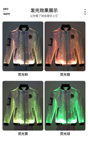 Chaqueta Brillante Fibra Óptica Iluminada LED Colorido Luminoso Ropa Abrigo Ajustado Top - Imagen 11 de 15