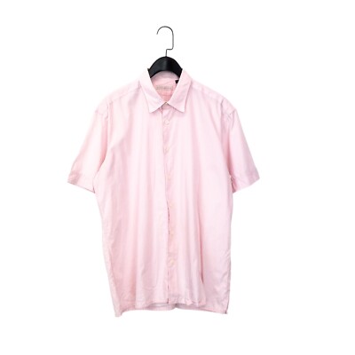 Oliver Conrad Pink Short Sleeve Point Collar Cotton Poplin Shirt - Size XL