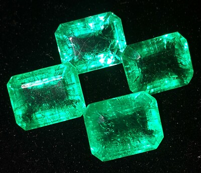 Natural Emerald 4 Pcs Lot 8-10 Ct Loose Certified Gemstone Emerald Cut Gems A02