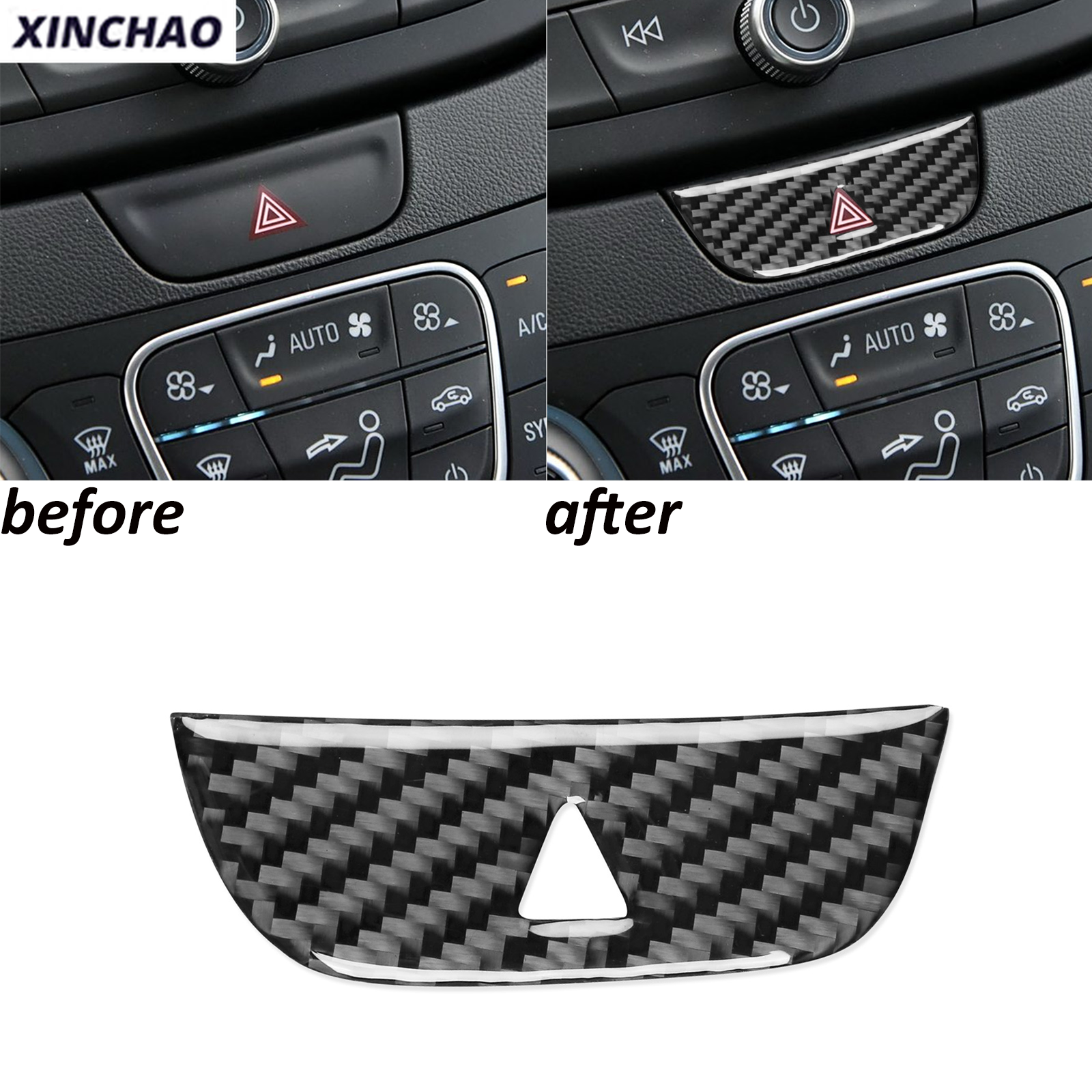 Real Carbon Fiber Emergency Light Button Trim for Chevrolet Malibu 2016-2025 Models