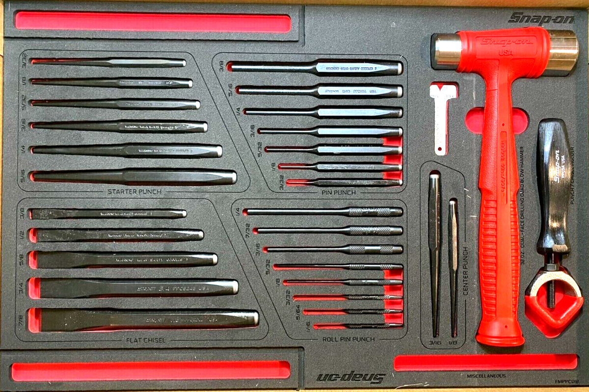 SNAP ON PPC01FR 31 Piece Punch & Chisel with HAMMER RED FOAM Set