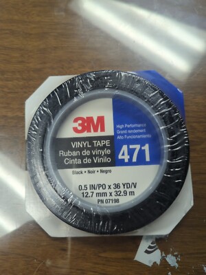 3M Black Fine Line Vinyl Tape 471, 1/2'' x 36 yds One Roll