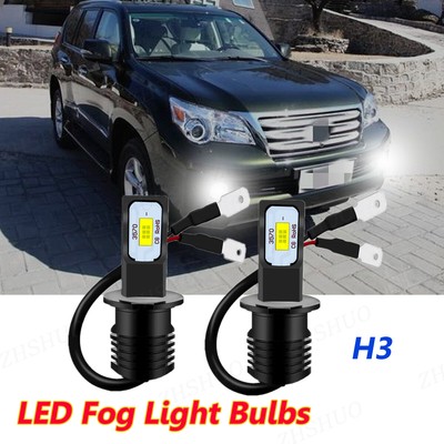 H3 LED Fog Light Bulbs 3000K Yellow – For Lexus GX470 2003-2009, 2x Bulbs, IP67