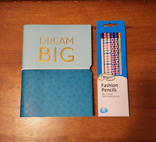 Journal Diary notebook 6x8 Teal Dream Big 80 Lined Sheets Pencils Included