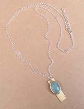 NEW SILVER 925 OVAL BEZEL STONE SUNDANCE CHARM HANDMADE ARTISAN NECKLACE