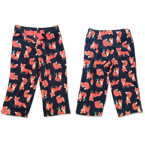 Carter’s Elastic Fox Print Fake Tie Fleece Pant Baby Girl (18M)(Blue)
