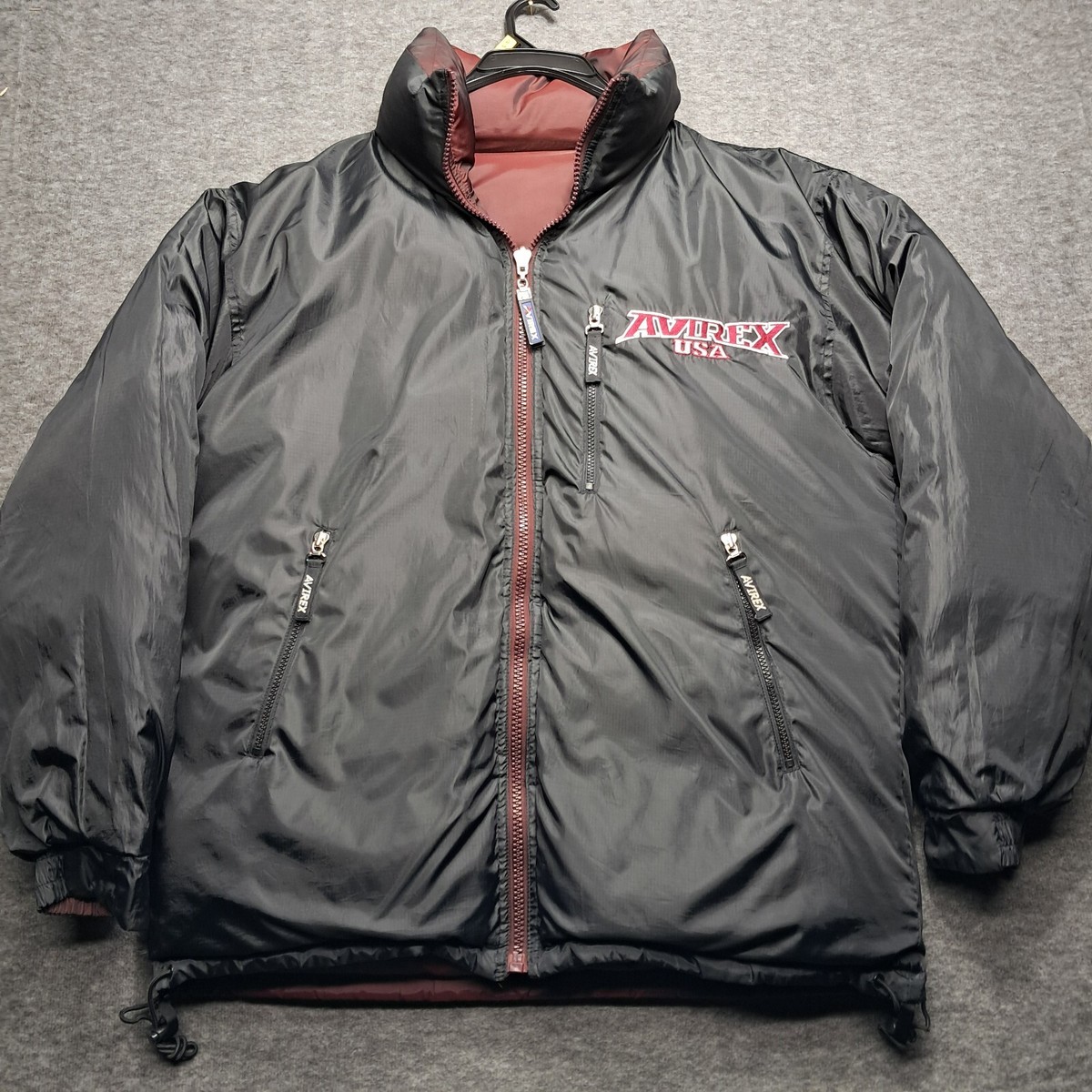 希少 80s AVIREX reversible MA-1 Jacket Vintage 89 Avirex A-2 Leather Flight Bomber Jacket Large
