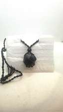 amethyst crystal necklace stone 28  Black Cord Stone 1 1/4  