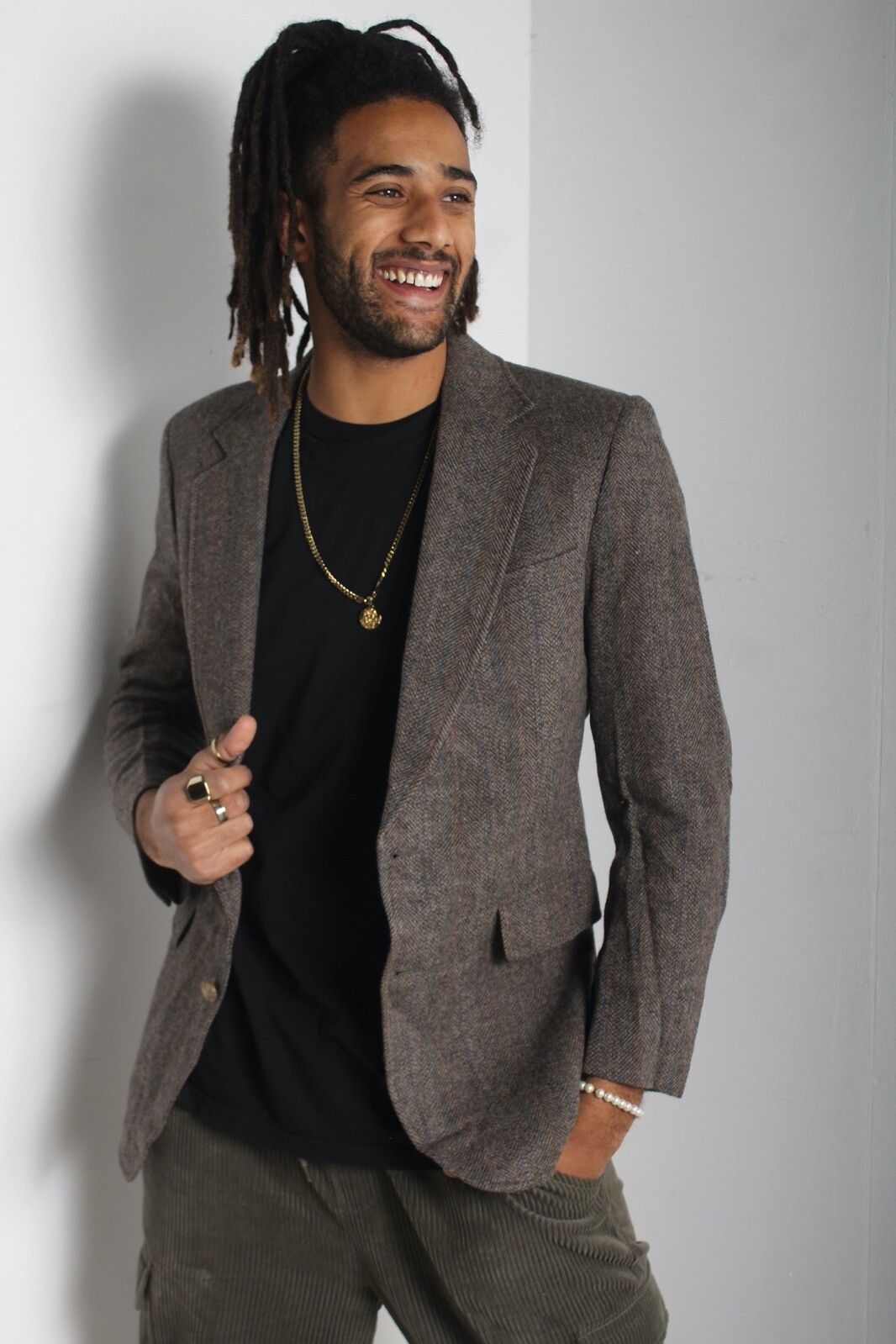 Giacca blazer tuta tweed fila Adams vintage marrone taglia 40 (21F)