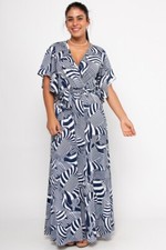 Black and White Wrap Inspired Maxi Dress Size Small Short Sleeve