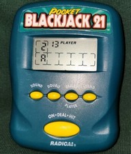 Radica Pocket Blackjack 21 Casino Electronic Hand Held Game 1997, Tested Works
