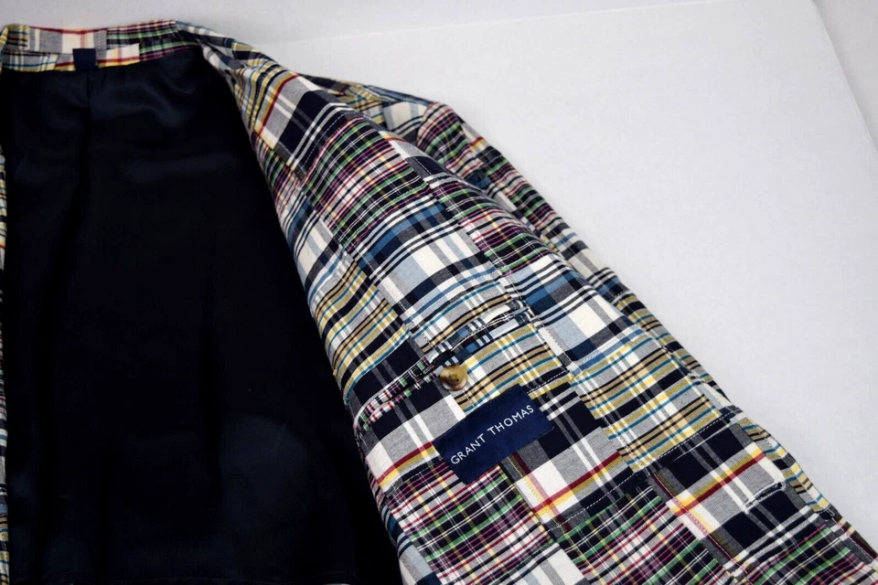 Abrigo Blazer Deportivo Vintage Patchwork Grant Thomas Talla 40-42 Años 80 Mezcla Algodón Foto 3 de 4