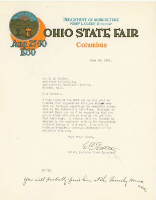 1930 Ohio State Fair Color Letterhead Columbus OH Letter Agriculture Expo OH OSU