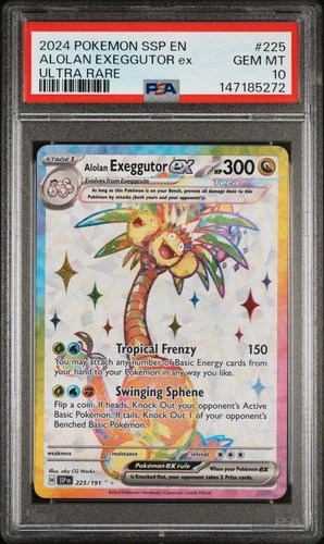 2024 POKEMON SSP EN-SURGING SPARKS ULTRA RARE #225 ALOLAN EXEGGUTOR EX PSA 10