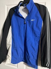 Vintage Reebok Nylon Shell Track Lined Jacket Full Zip 90s Retro Blue