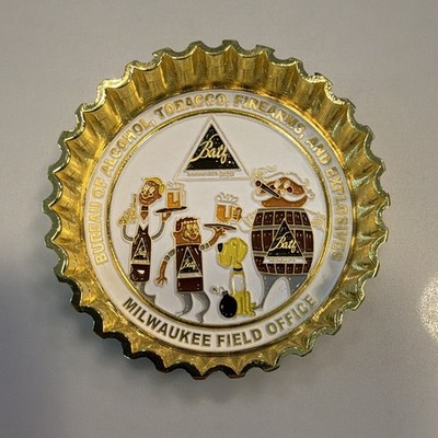 ATF Milwaukee MACK s DESIGNS Challenge Coin Gold Bottle Cap RARE Wisconsin