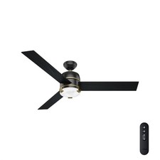 Hunter Fan 60 inch Casual Matte Black Indoor Ceiling Fan with Light and 3 Blades
