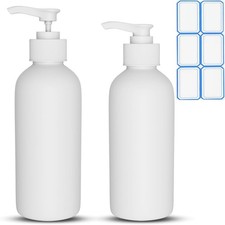 2 Pack 10 Oz Pump Bottle Dispenser for Massage Oil or Liquid Soap with Labels