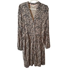 Boden Womens Dress Floral Print V Neck Button Front Long Sleeve Tiered Midi 14