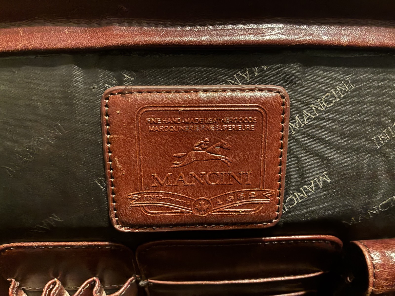 Mancini Brown Push Lock Briefcase Document Case T… - image 8