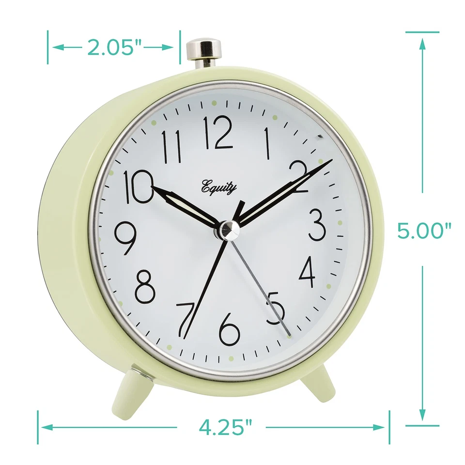 Equity Reloj Despertador Silencioso Cuarzo Metal Barrido 5" - Verde Claro (Modelo 20090) Foto 4 de 4