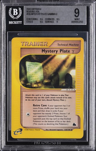 2003 POKEMON SKYRIDGE #135 MYSTERY PLATE Y-REVERSE FOIL BGS 9