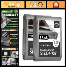 Heavy Duty Waterproof Tarps 4x8 ft 2 Pack - 10 Mil Thick, Reinforced Edges, Gr