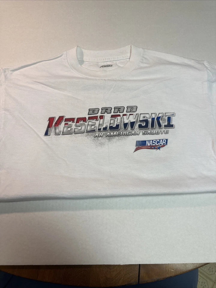 Camisa Brad Keselowski Para Hombre Grande Blanca Azul NASCAR Manga Corta Equipo Penske DEFECTUOSA Foto 2 de 2