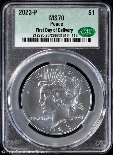 2023-P $1 Peace Silver Dollar CAC MS 70 | First Day of Delivery