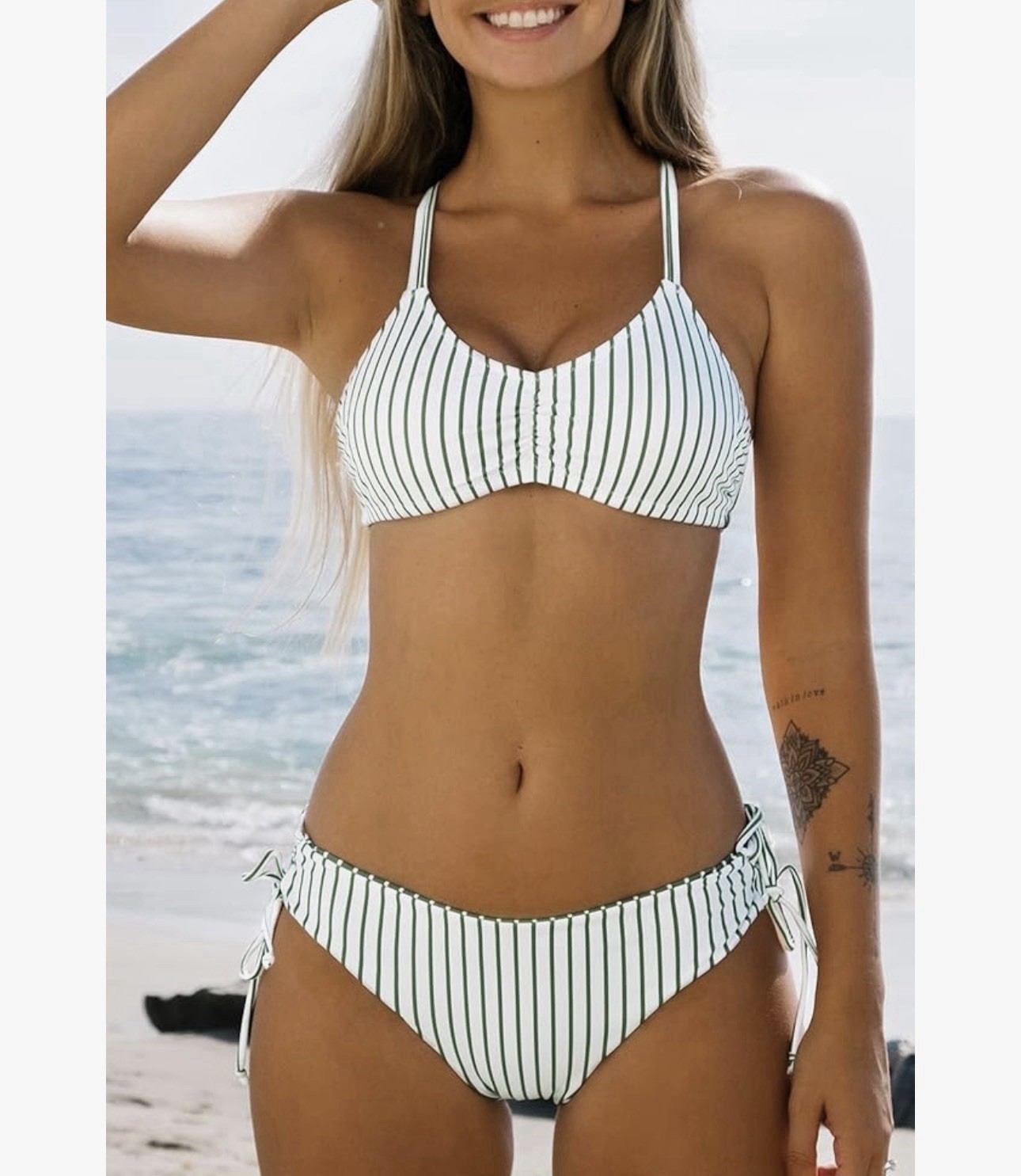 CUPSHE Women's 2 Piece Bikini Set Back Braided Straps with Reversible Bottom