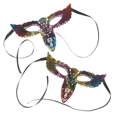 Rainbow Long-Nose Masquerade Masks, Apparel Accessories, 6 Pieces