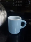 VINTAGE PASTEL BLUE FIRED ON PLATONITE MUG HAZEL ATLAS U.S.A.