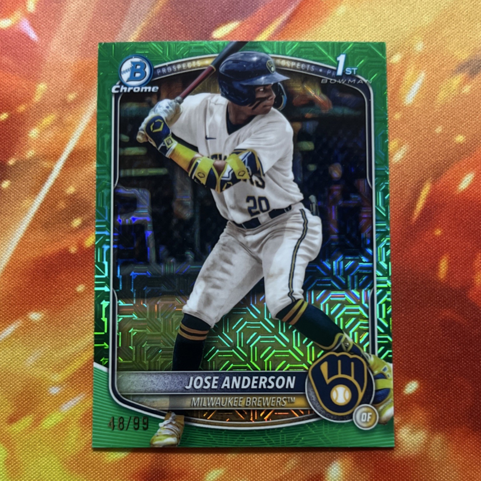 Topps 2025 Bowman Chrome Prospects Jose Anderson Brewers 1st Green /99 #BCP-193