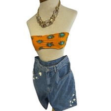 Vtg 80s Jordache Denim Shorts Womens High Waist Embellished USA Retro Relaxed