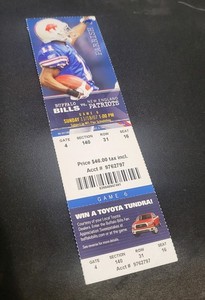 2007 Bills Patriots Full Ticket 16-0 Season Tom Brady * Fair * Middle Crease