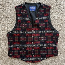 Pendleton High Grade Western Wear Wool Vest Aztec Southwestern Red Black Size L
