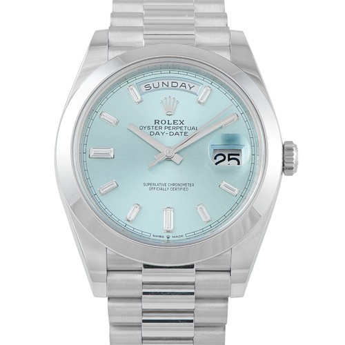 Rolex Day-Date Ice Blue Diamond Dial Platinum President Watch 228206