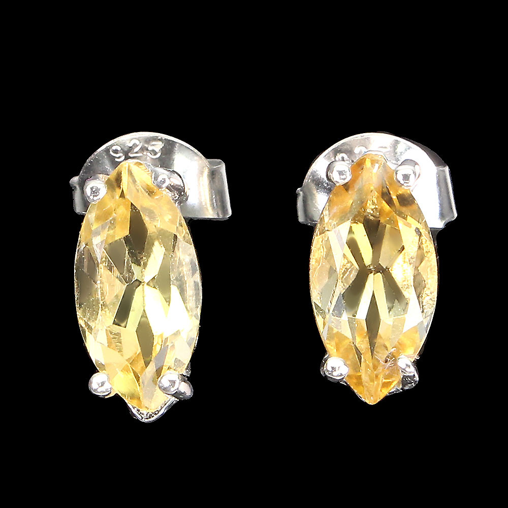 Unheated Marquise Citrine 10x5mm Gold-Plated 925 Silver Earrings