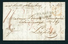 Lettre préphilatélique Manchester via Hambourg à Leipzig 1839