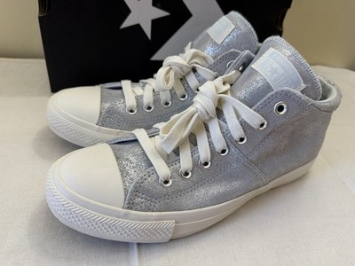 Converse CTAS Madison Mid Winter Slay Silver Sparkle Leather Sneaker 9/40 NWB