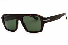 HUGO BOSS 1595/S 0086 O7 Sunglasses Dark Havana Frame Green Lenses 53mm