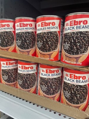 El Ebro Cuban Style Black Beans 15 oz Cans, Fully Seasoned Ready-to-Eat   8 Pack
