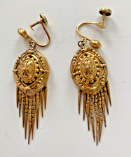 Orecchini antichi oro 18 kt nappa etrusca fondello a vite come nuovi BIN