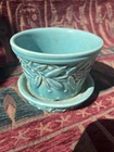McCoy Green Ceramic Planter Round Glossy Pottery, USA Made