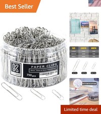 750 Paper Clips Assorted Sizes Small, Medium and Large Paper Clips for Paperw...