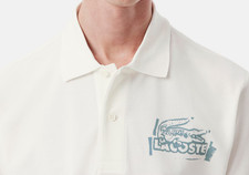 NWT 125 LACOSTE Men's Classic Fit Printed Logo Polo Shirt sz L White